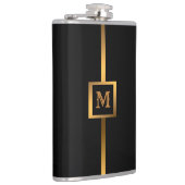 Elegante Elegante Moderne Black Gold Marmor Flachmann (Rechts)