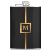 Elegante Elegante Moderne Black Gold Marmor Flachmann (Vorderseite)