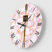 Elegante Elegante Moderne Black Gold Marmor Große Wanduhr (Winkel)