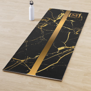 Elegante Elegante Moderne Black Gold Marmor Yogamatte