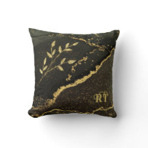 Elegante, elegante Schwarz-Gold-Marmorinitials