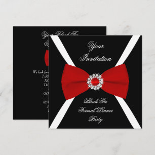 Elegante elegante schwarze weiße rote Fliege Einladung
