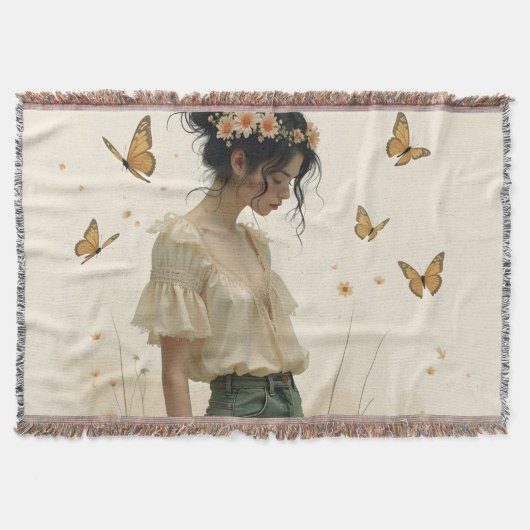 Elegante Eleganz im Schmetterlingstanz Decke (Vorderseite)