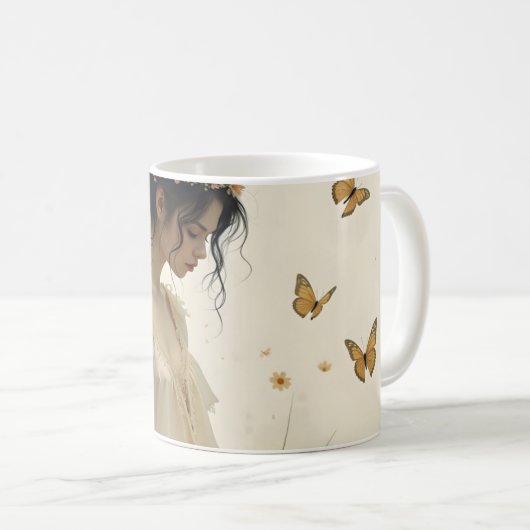 Elegante Eleganz im Schmetterlingstanz Kaffeetasse (VorderseiteRechts)