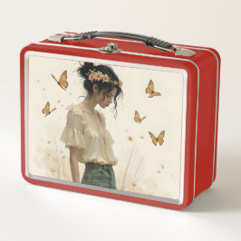 Elegante Eleganz im Schmetterlingstanz Metall Brotdose