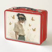 Elegante Eleganz im Schmetterlingstanz Metall Brotdose (Rückseite)