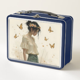 Elegante Eleganz im Schmetterlingstanz Metall Brotdose