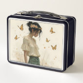 Elegante Eleganz im Schmetterlingstanz Metall Brotdose (Vorderseite)