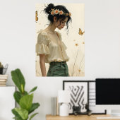 Elegante Eleganz im Schmetterlingstanz Poster (Heimbüro)