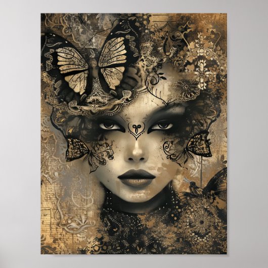 Elegante Eleganz: Schmetterlingsflüster und Vintag Poster (Vorne)
