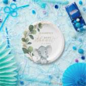 Elegante Elephant Babydusche Aquarell Pappteller (Party)