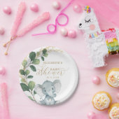 Elegante Elephant Babydusche Aquarell Pappteller (Party)