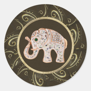 Elegante Elephant Jewels Foto Print Stickers