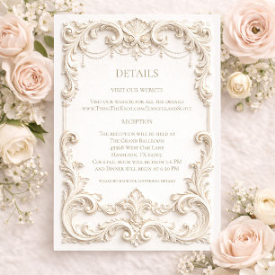 Elegante Elfenbein Barock Hochzeitseinlagekarte Begleitkarte
