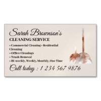 Elegante Elfenbein-Beige-Schrift Besen Hausreinigu