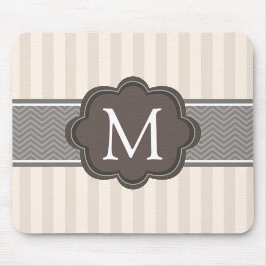Elegante Elfenbein-Beige Stripes Mousepad (Vorne)