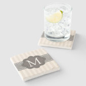 Elegante Elfenbein-Beige Stripes Steinuntersetzer (Seitenansicht)