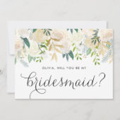 Elegante Elfenbein-Blume werden meine Bridesmaid s Einladung (Vorderseite)