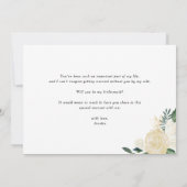 Elegante Elfenbein-Blume werden meine Bridesmaid s Einladung (Rückseite)