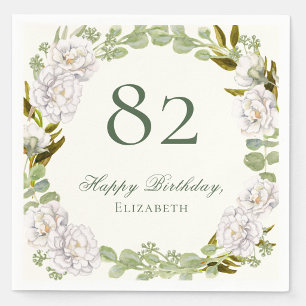Elegante Elfenbein-Blumen-82.-Geburtstagsserviette Serviette