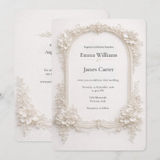 Elegante Elfenbein-Blumen-Hochzeitseinladung. Einladung