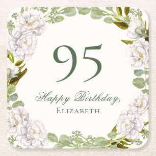 Elegante Elfenbein-Blumen-Unterlage zum 95. Geburt Rechteckiger Pappuntersetzer