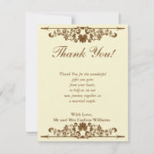 Elegante Elfenbein/Braun Hochzeit Flat Dankeschön  Einladung (Vorderseite)
