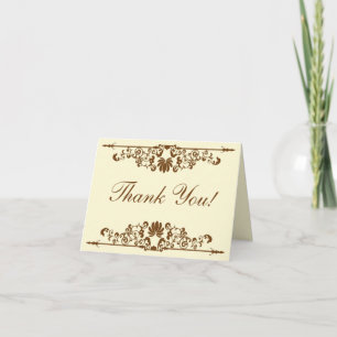 Elegante Elfenbein/Braun Hochzeit geklappt Dankesc Dankeskarte