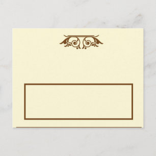 Elegante Elfenbein/Brown Wedding Writable Platzkar Postkarte