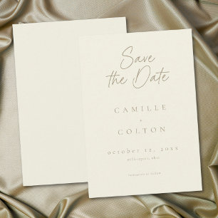 Elegante Elfenbein-Creme-Minimalist-Hochzeit Save The Date