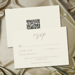 Elegante Elfenbein-Creme Minimalistische Hochzeits RSVP Karte