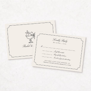 Elegante Elfenbein-Doppelrahmen-Hochzeits-RSVP-Kar RSVP Karte