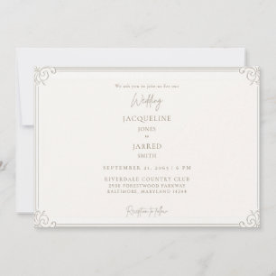 Elegante Elfenbein-Goldrahmen-Hochzeit  Einladung