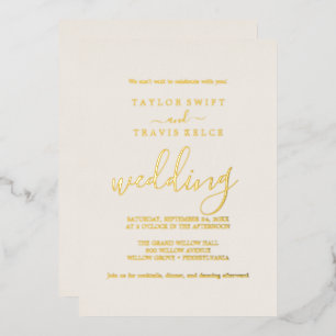 Elegante Elfenbein-Hochzeitseinladung mit Gold  Folieneinladung