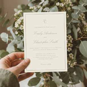 Elegante Elfenbein-Klassische Hochzeit Einladung