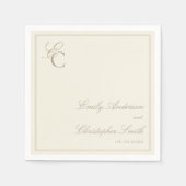 Elegante Elfenbein-Klassische Hochzeit Serviette (Vorderseite)