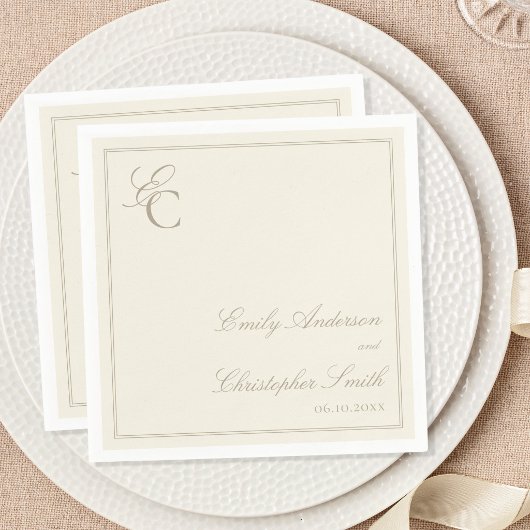Elegante Elfenbein-Klassische Hochzeit Serviette