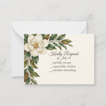 Elegante Elfenbein-Magnolie Hochzeit RSVP
