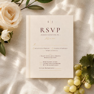 Elegante Elfenbein-Menüauswahl Hochzeit RSVP Karte