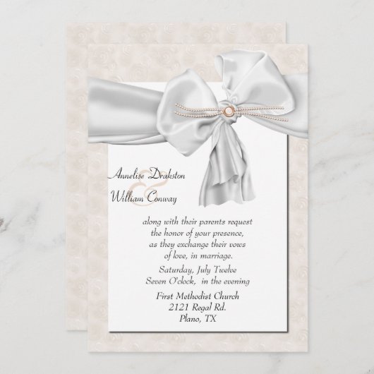 Elegante Elfenbein-Perlen-Hochzeits-Einladung Einladung (Vorne/Hinten)