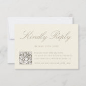 Elegante Elfenbein-QR-Code-Hochzeit RSVP Karte (Vorderseite)