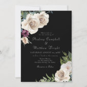 Elegante Elfenbein-Rose auf Einladung zur Schwarze (Vorderseite)