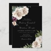 Elegante Elfenbein-Rose auf Einladung zur Schwarze (Vorne/Hinten)