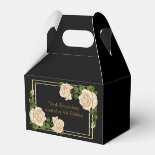 Elegante Elfenbein-Rosen u. GoldGlitzer-18. Geschenkschachtel