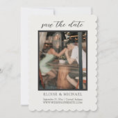Elegante Elfenbein-Schellack-Foto Save The Date (Vorderseite)