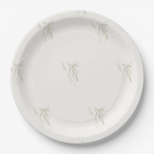 Elegante Elfenbein-Schleifen-Romanische-Hochzeitsd Pappteller