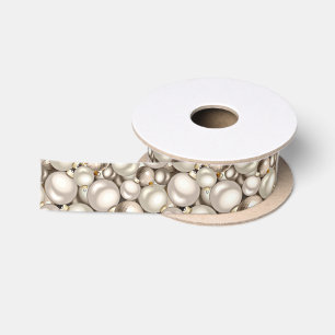 Elegante Elfenbein Silber Gold Troddeln Ornamente Satinband