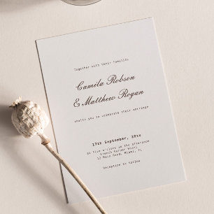 Elegante Elfenbein- und Braune Hochzeit Einladung