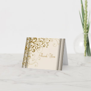 Elegante Elfenbein und Gold Dankeschön Karten