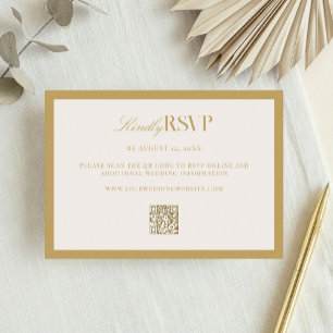 Elegante Elfenbein- und Gold-Hochzeit RSVP Karte